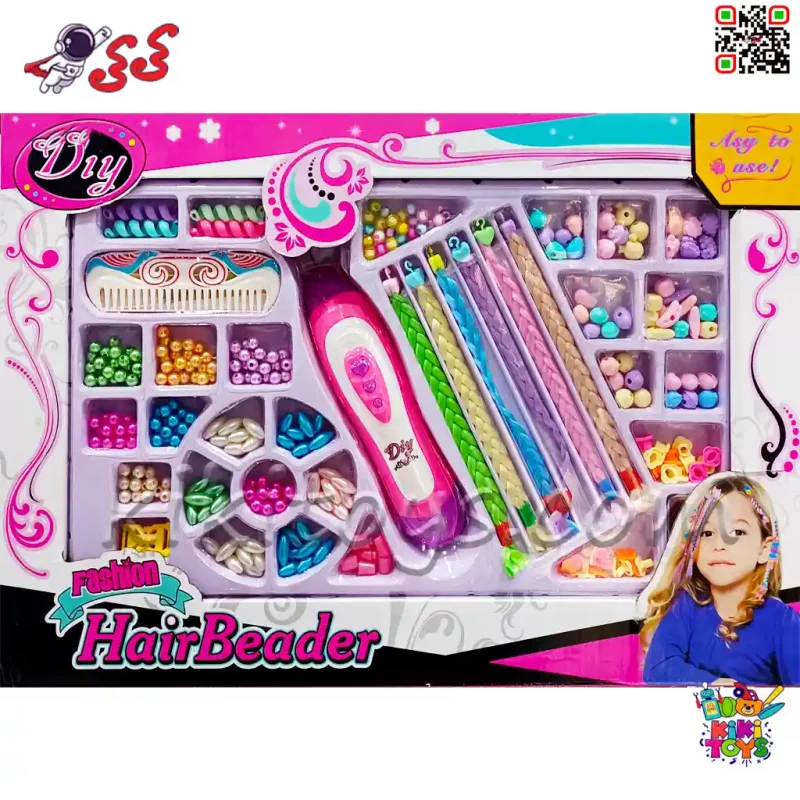 اسباب بازی بافت و تزیین مو دخترانه مدل Fashion Hair Beader 002 – به همراه دستگاه بافت مو، مهره، نخ و شانه