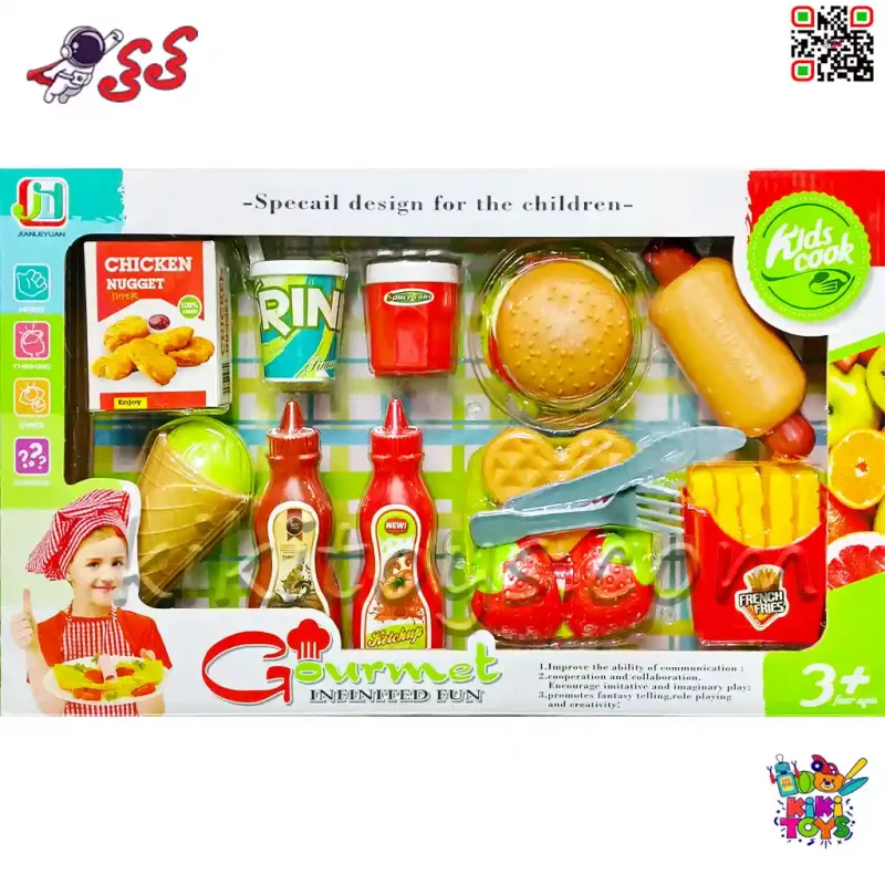 ست فست فود و همبرگر اسباب بازی | ست آشپزی کودک با همبرگر، سیب‌زمینی و بستنی 6061