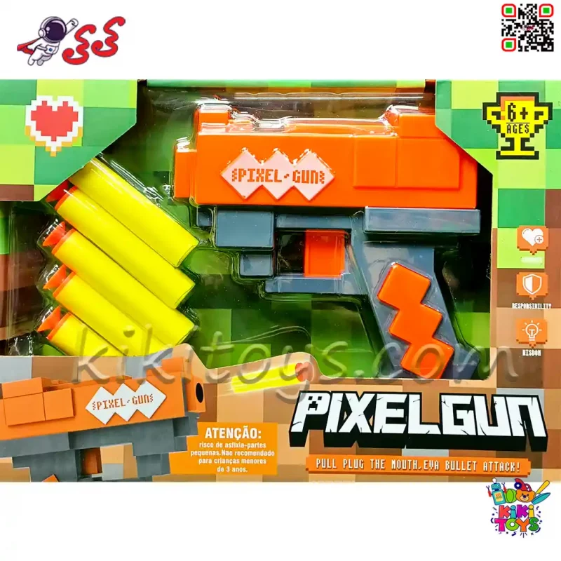 تفنگ اسباب‌بازی ماینکرافت Pixel Gun با تیرهای فومی ایمن 828