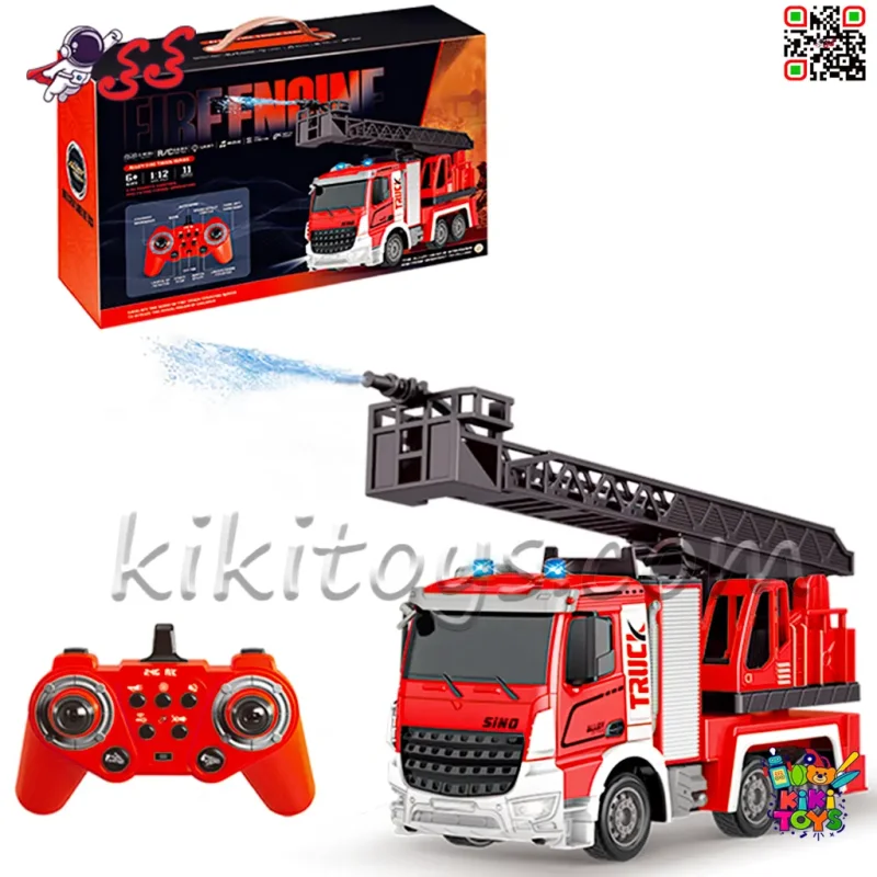 ماشین کنترلی آتش‌نشانی مدل HJ8002 – مقیاس 1:12 با نردبان متحرک، چراغ، صدا و آبپاش واقعی