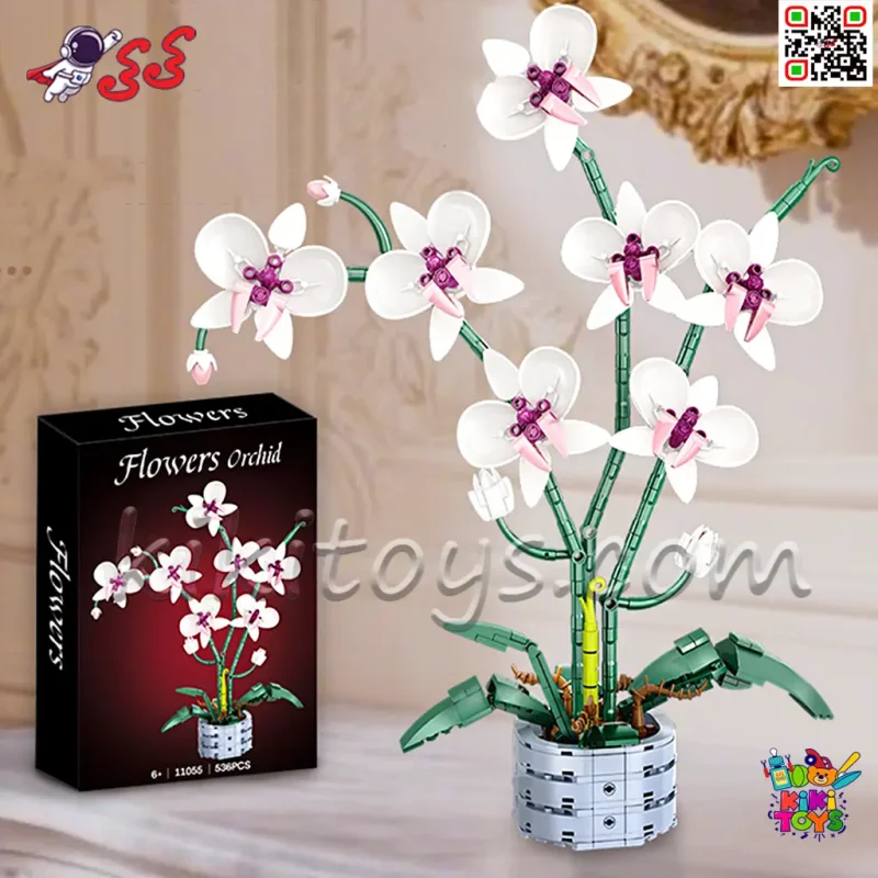 لگو گل ارکیده در گلدان برند WOMA مدل 11055 | ست ساختنی دکوری 536 قطعه