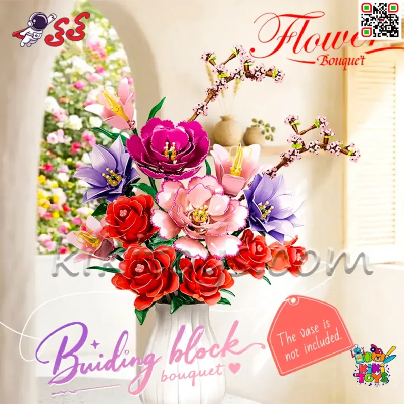 لگو دسته‌گل 12 شاخه ای دکوری 796 قطعه WOMA مدل 11309