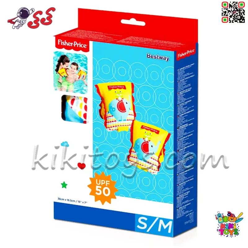 بازوبند شنا پارچه‌ای فیشر پرایس بست وی کد 93525 سایز S/M مناسب کودکان 1 تا 3 سال (11 تا 18 کیلوگرم)
