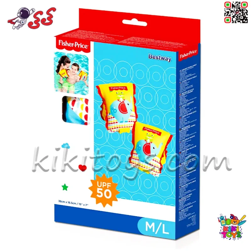 بازوبند شنا پارچه‌ای فیشر پرایس بست وی کد 93525 سایز M/L مناسب کودکان 3 تا 6 سال (18 تا 30 کیلوگرم)