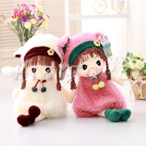 عروسک پولیشی دختر لباس فر سایز متوسط Stuffed Plush Toys