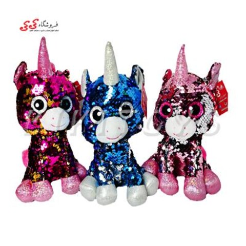 عروسک پولیشی اسب تک شاخ کوچک پولکی-plush toys