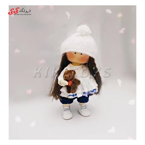 عروسک روسی دختر کلاه سفید با خرس