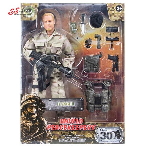 اکشن فیگور سرباز با تجهیزات نظامی برند WORLD PEACEKEEPERS WITH ACCESSORIES