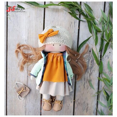 عروسک دختر روسی دست دوز پیراهن نارنجی 4 KIKI