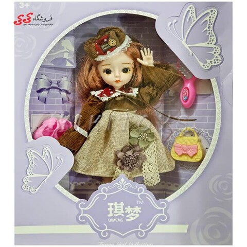 عروسک باربی مفصلی لباس قهوه ای با چهره طبیعی 2 Tuny gril collection