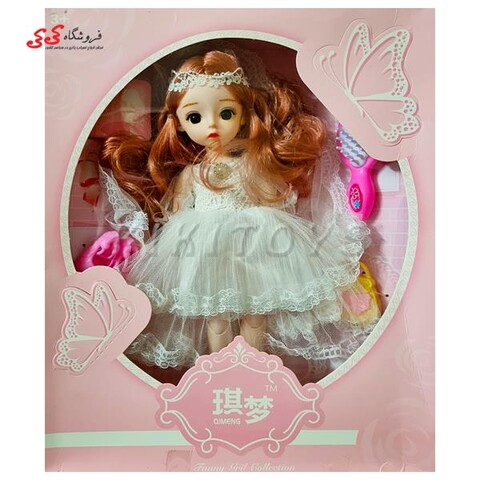 عروسک باربی مفصلی لباس سفید با چهره طبیعی 1 Tuny gril collection