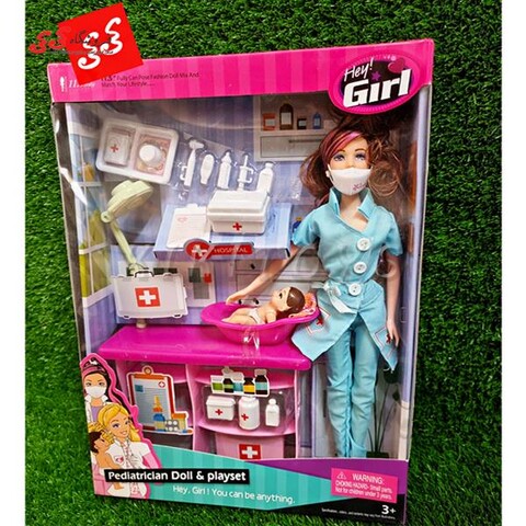 عروسک باربی دکتر با نوزاد beauty JX30050