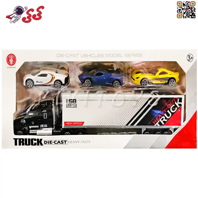 ماکت تریلی فلزی با ماشین فلزی اسباب بازی DIECAST TRUCK 1005