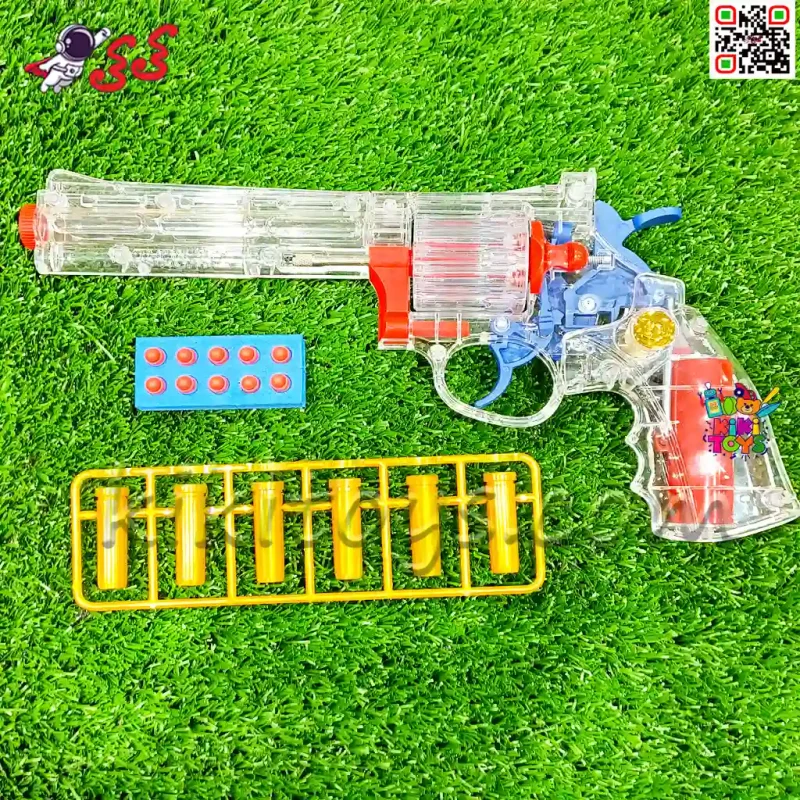 هفت‌تیر اسباب‌بازی مدل همراه با تیرهای فومی و پوکه مدل YS045