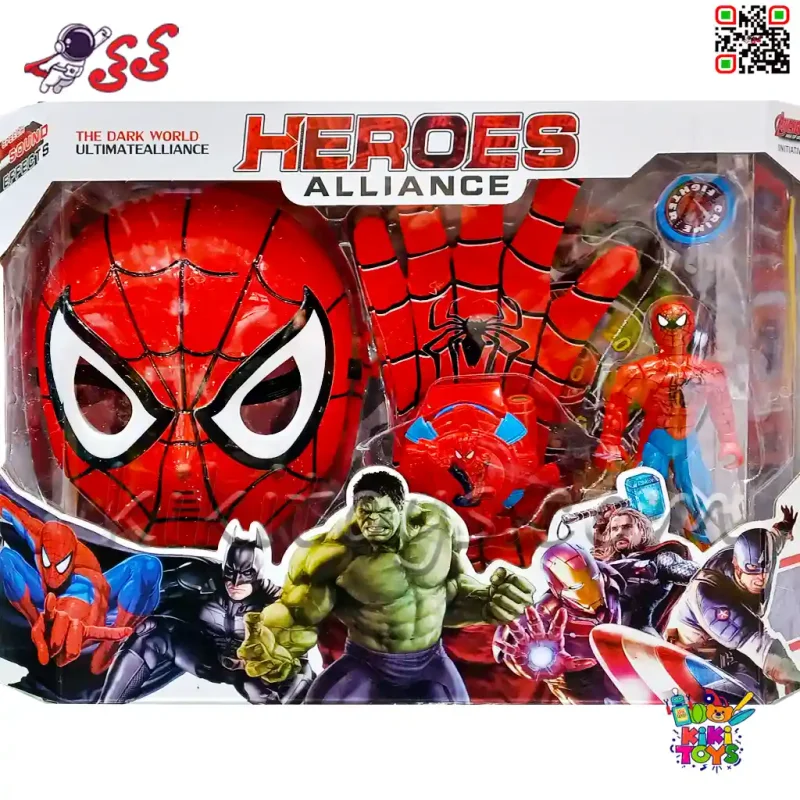 اسباب بازی ماسک چراغ دار و دستکش تیرانداز اسپایدرمن JD244