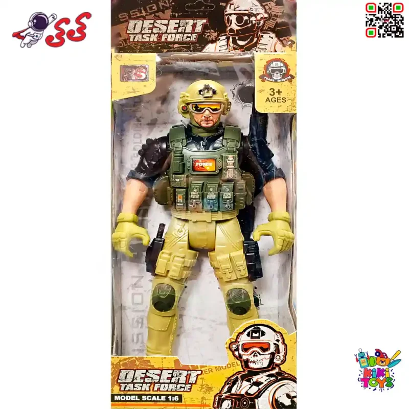 اکشن فیگور مفصلی سرباز نیروی ویژه و جنگی با تفنگ 89101 DESERT TASK FORCE
