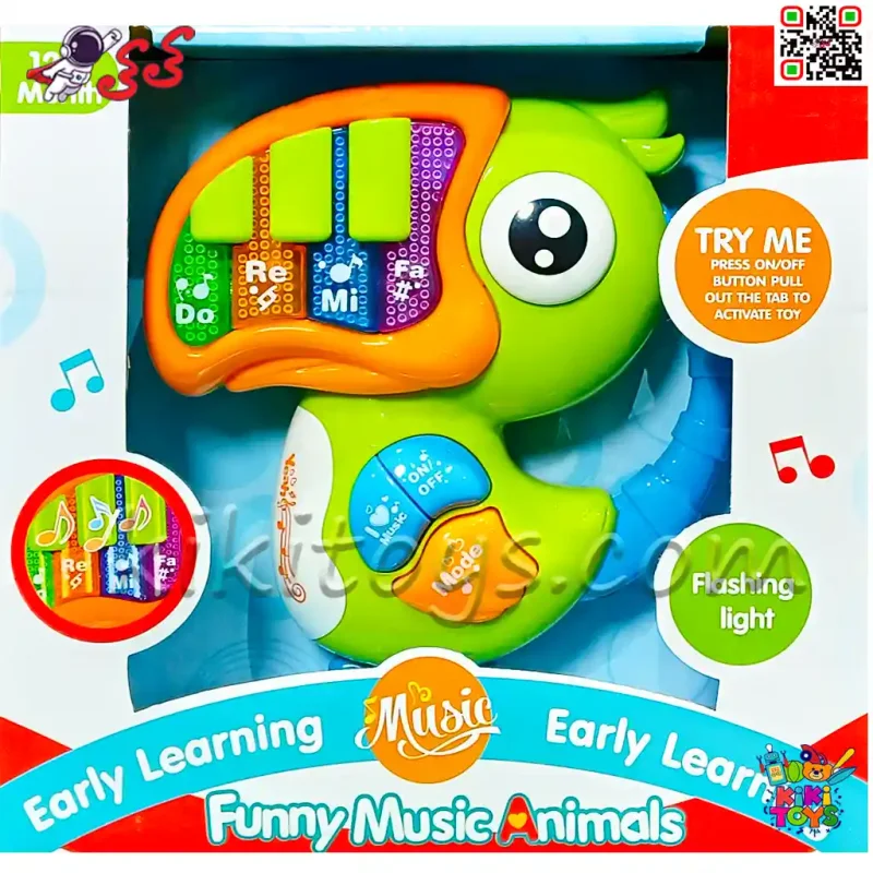 پیانو اسباب بازی موزیکال با صدای پرندگان مدل طوطی Funny Music Animals 65093