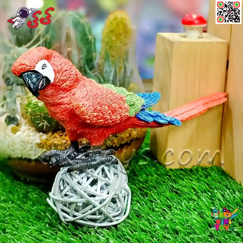 فیگور حیوانات ماکت طوطی ماکائو قرمز بال سبز 2595 Fiqure Parrot Macaw