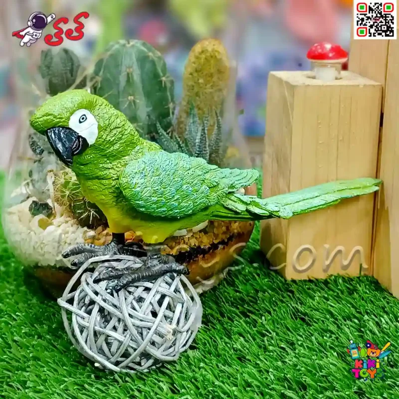 فیگور حیوانات ماکت طوطی ماکائو سبز طلایی 2596 Fiqure Parrot Macaw