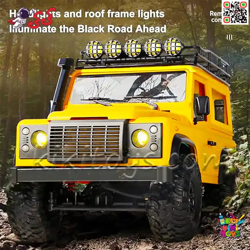 ماشین کنترلی لندرور دیفندر افرود با چراغ پروژکتور اسباب بازی OFF ROAD CRAWLER D90