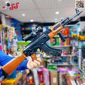 تفنگ اسباب‌بازی رگباری کلاشینکف AK47 با تیر ژله‌ای و دوربین شکاری واقعی