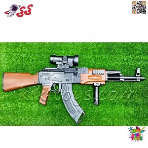 تفنگ اسباببازی رگباری کلاشینکف AK47 با تیر ژلهای و دوربین
