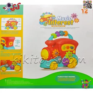 نمای نزدیک از قطار موزیکال کودک مدل Music Train – دارای چرخ‌دنده‌های متحرک، دسته حمل و بدنه نشکن برای بازی ایمن کودکان