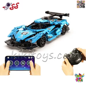 نمای نزدیک جلوی خودروی مسابقه‌ای McLaren Senna GTR لگویی با طراحی واقع‌گرایانه و چراغ‌های LED