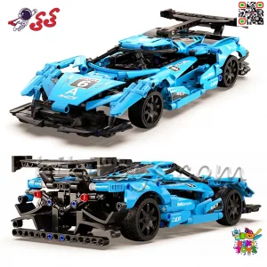 نمای پشت لگو McLaren Senna GTR همراه با باله مسابقه‌ای و دیفیوزر عقب