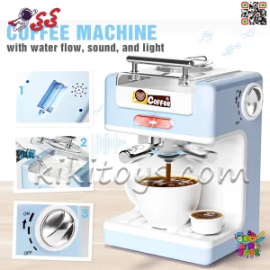 قهوه‌ساز اسباب‌بازی با مخزن آب و نور و صدا، تجربه‌ای واقعی از درست‌کردن قهوه برای کودک فراهم می‌کند