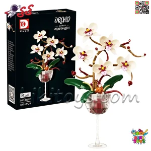 لگو گل ارکیده سفید در جام DK مدل 3012 | ست ساختنی دکوری 512 قطعه