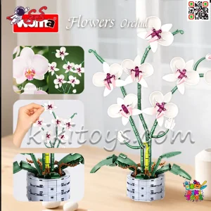 لگو گل ارکیده در گلدان طراحی واقع‌گرایانه گلبرگ‌ها و ساقه گل