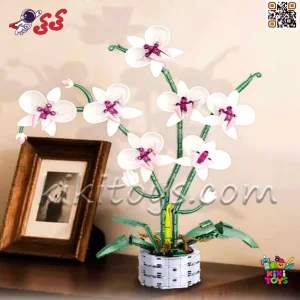 لگو گل ارکیده استفاده به‌عنوان دکور شیک روی میز یا قفسه