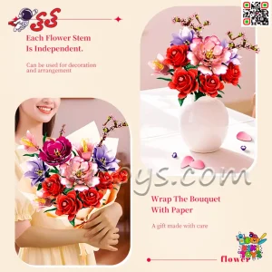 لگو دسته‌گل ساختمانی مناسب هدیه و دکور میز کار