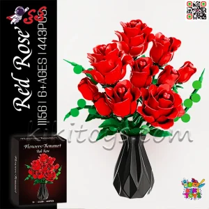 لگو دسته‌گل رز قرمز دکوری WOMA مدل 11156 نمای کلی محصول