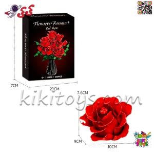 اندازه و بسته‌بندی جعبه‌ای لگو دسته‌گل رز قرمز مدل 11156