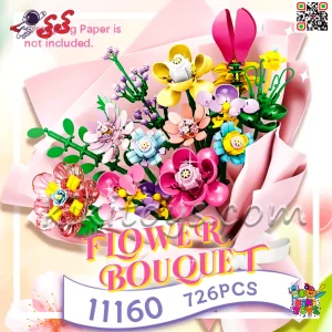 لگو دسته‌گل 15 شاخه ای دکوری 726 قطعه WOMA مدل 11160