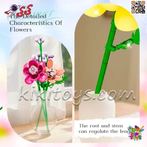 نمای نزدیک گلبرگ‌ها و ساقه‌های لگو دسته‌گل WOMA