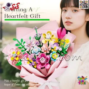 دسته‌گل دکوری لگو آماده شده برای تزئین خانه