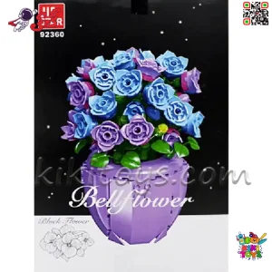 گلدان لگویی گل رز آبی و بنفش با طراحی دکوری و جزئیات ظریف