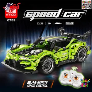 لگو ماشین کنترلی تکنیک سبز رنگ MINGDI 8739 الهام‌گرفته از سوپراسپرت فراری