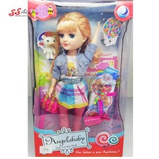 عروسک دخترانه انجل بی بی لباس چهارخونه Angela baby1801