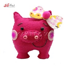 عروسک خوک نمدی پاپیون دار