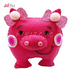 عروسک خوک نمدی صورتی