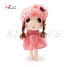 عروسک دخترآویزدار کلاه پاپیونی plush toy