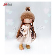 عروسک روسی دختر کلاه قهوه ای با خرس سفید