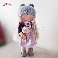 عروسک روسی کلاه دار پیراهن بنفش 1