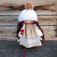 عروسک دختر روسی دست دوز کلاه سفید 6 KIKI
