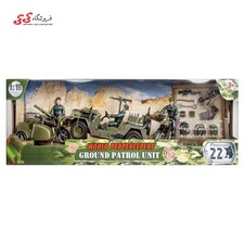 اسباب بازی ماکت جیپ و موتور نظامی با سرباز و تجهیزات برند ام اند سی MILITARY M C TOY 77044