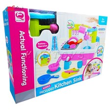 سینک ظرفشویی سنسوردار اسباب بازی با ظروف اشپزخانه KITCHEN SINK QF26243p